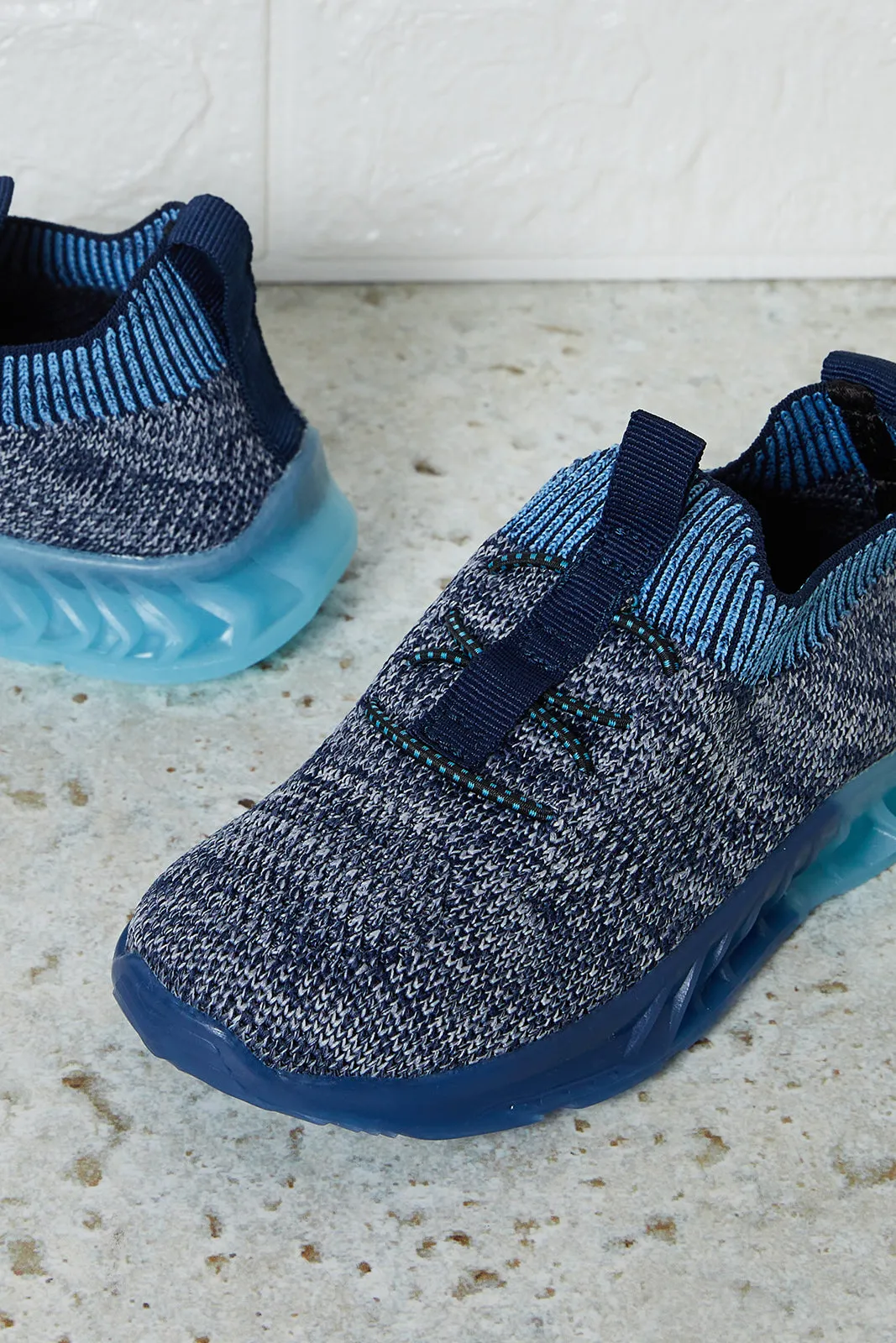 Infant Boys Navy Textured Slip-On Trainers sold by Redtag product image thumbnail 3