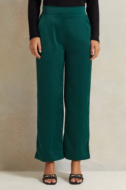 Women Olive Wide Leg Trousers sold by Redtag