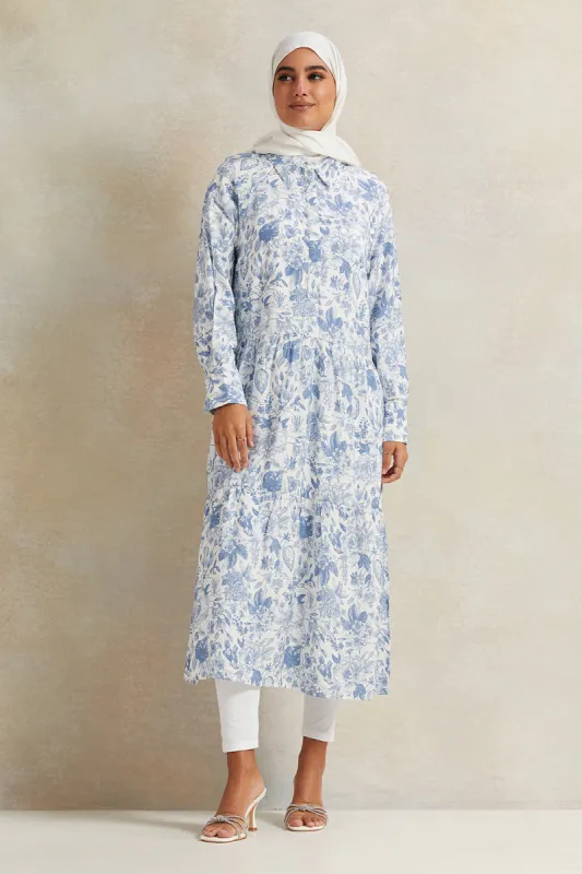 Women Blue Printed Maxi Dress sold by Redtag