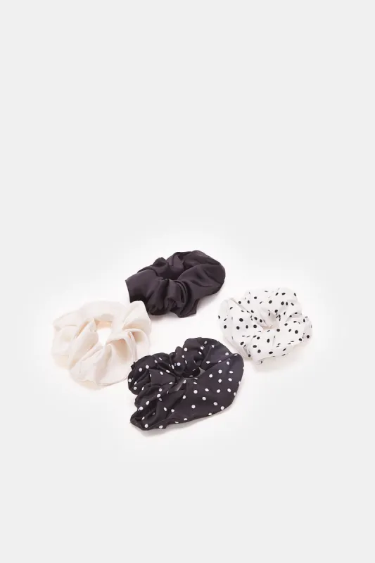 Women Black And White Printed Scrunchy Set (4 Piece) sold by Redtag