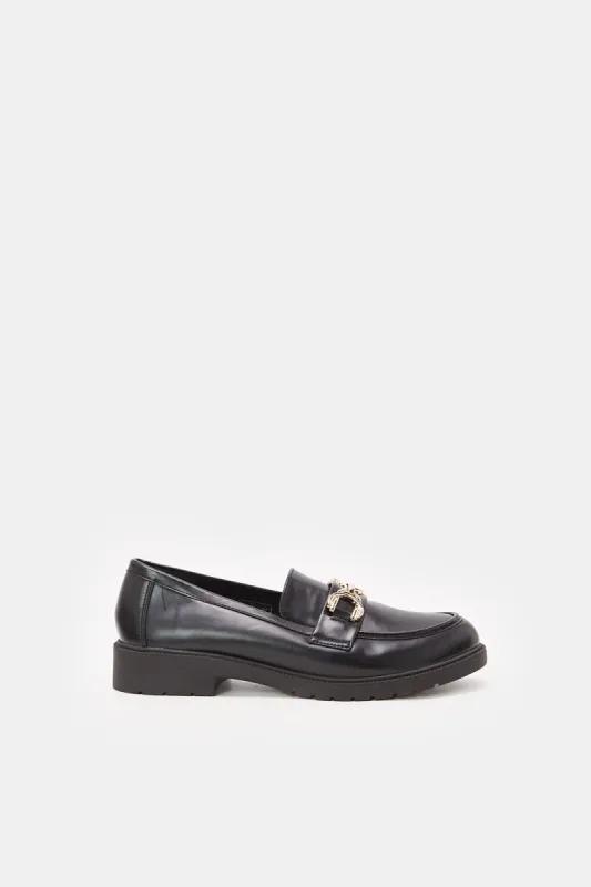 Women Black Patent Loafer sold by Redtag