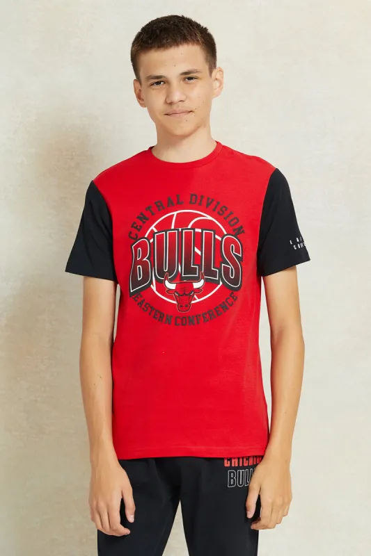 Senior Boys Red Chicago Bulls Printed T-Shirt sold by Redtag