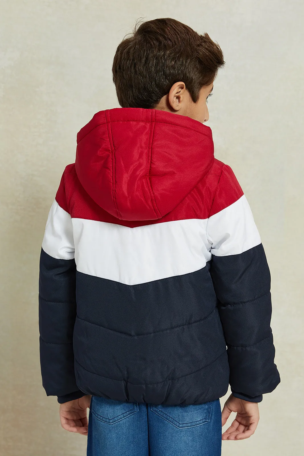 Boys Multicolour Padded Hooded Jacket sold by Redtag product image thumbnail 3