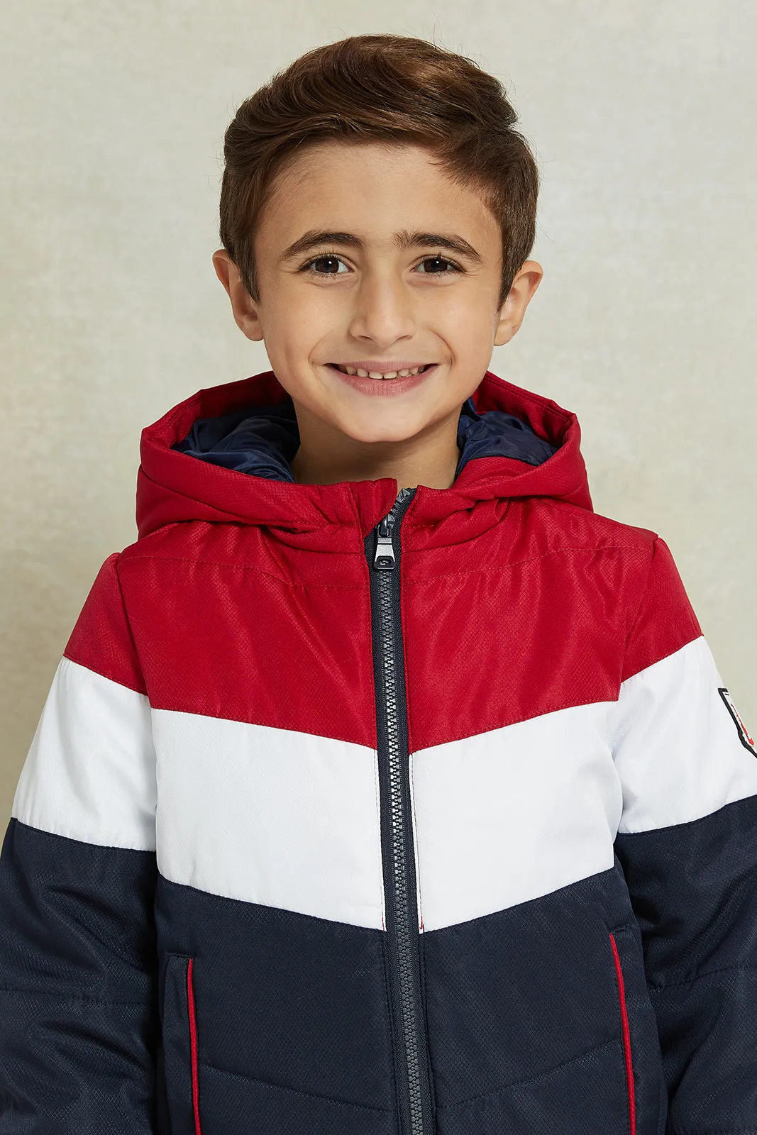 Boys Multicolour Padded Hooded Jacket sold by Redtag product image thumbnail 4
