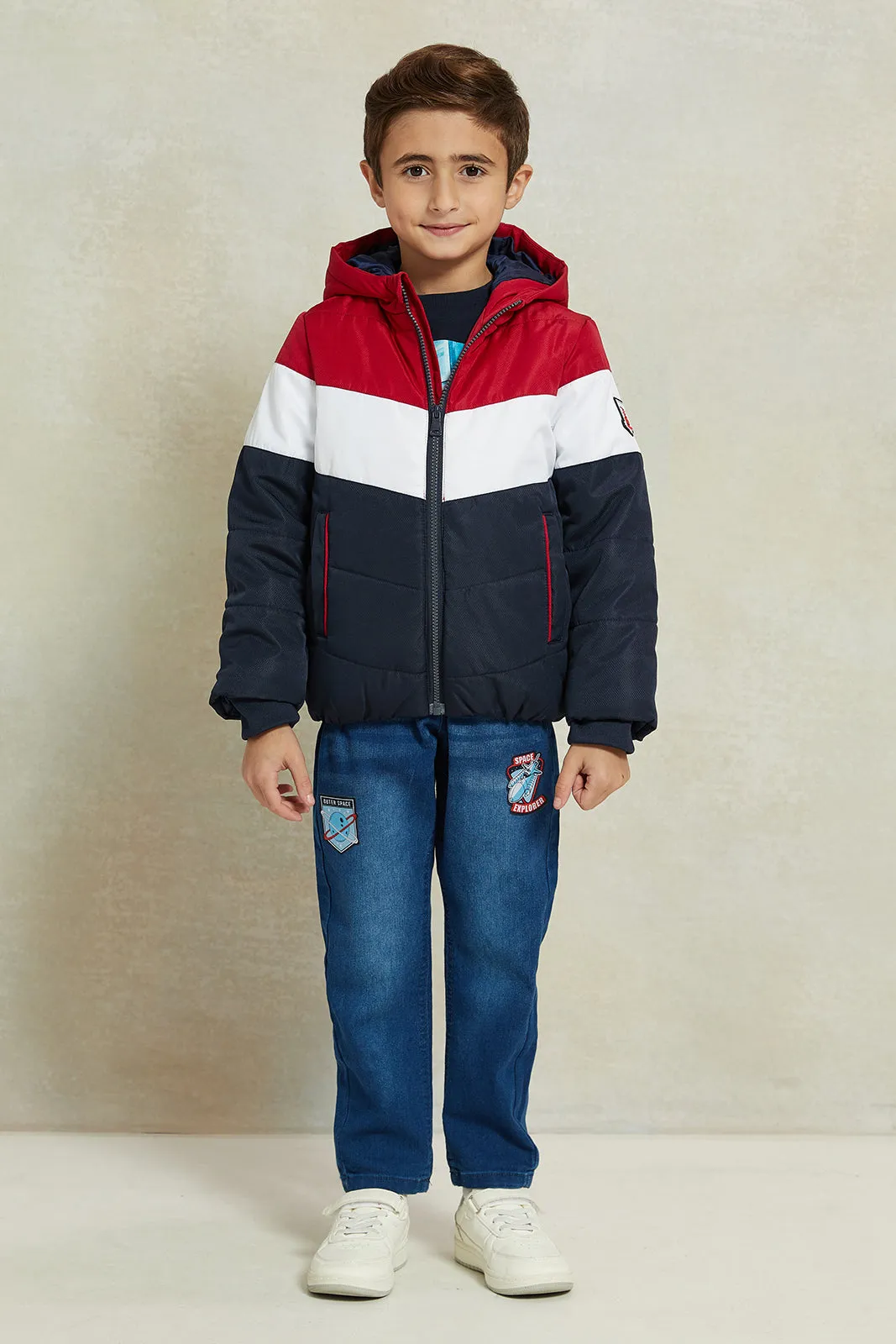 Boys Multicolour Padded Hooded Jacket sold by Redtag product image thumbnail 2