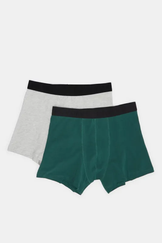 Men Grey And Green Boxers Brief Set (Pack of 2) sold by Redtag