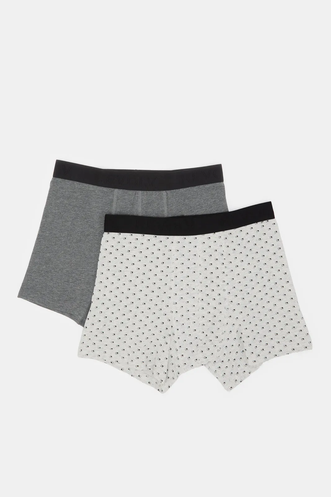 Men Ecru And Charcoal Boxers Brief Set (Pack of 2) sold by Redtag