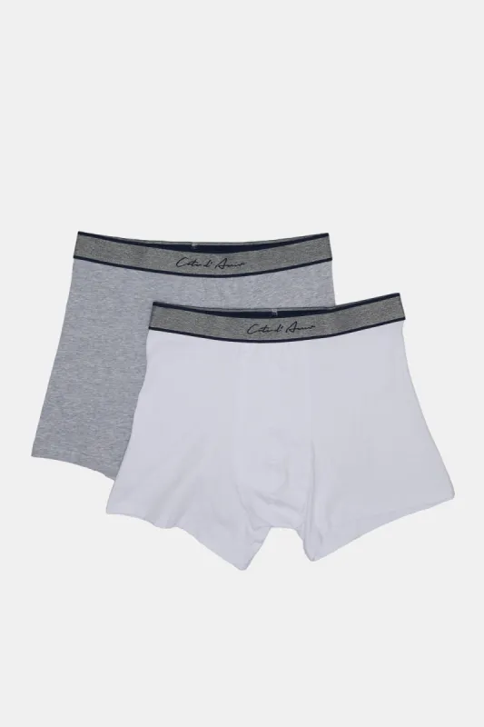 Men Grey And White Boxers Brief Set (Pack of 2) sold by Redtag