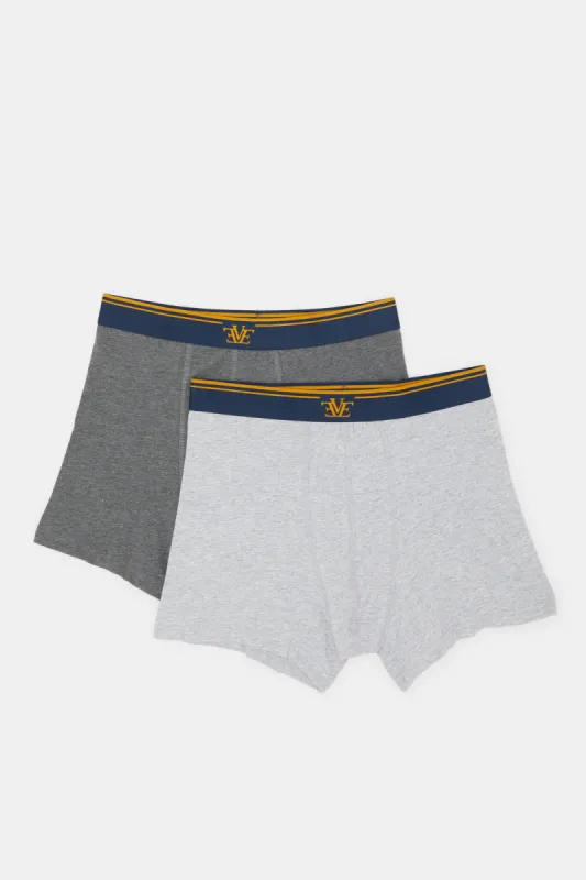 Men Grey And Charcoal Boxers Brief Set (Pack of 2) sold by Redtag
