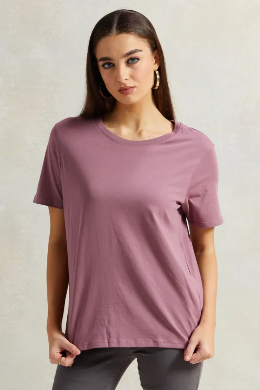 Women Mauve Basic T-Shirt sold by Redtag