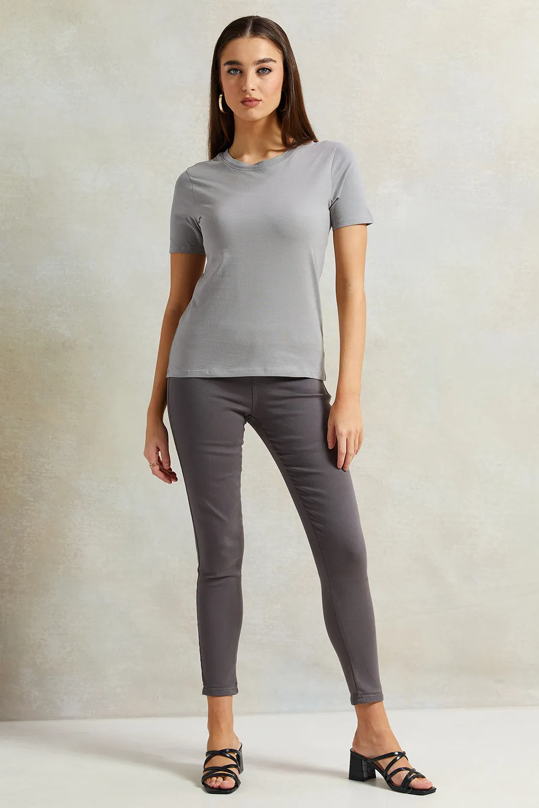 Women Grey Basic T-Shirt sold by Redtag product image thumbnail 2