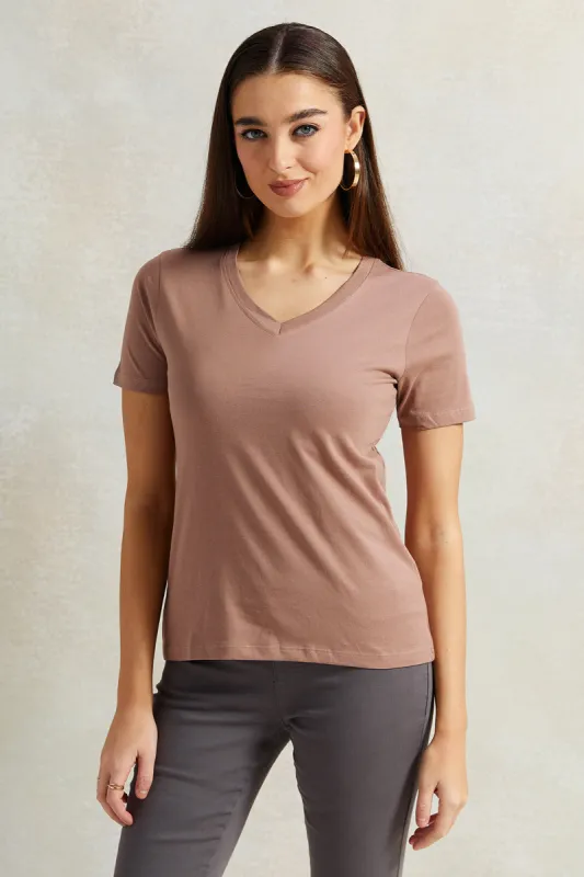 Women Brown Basic T-Shirt sold by Redtag