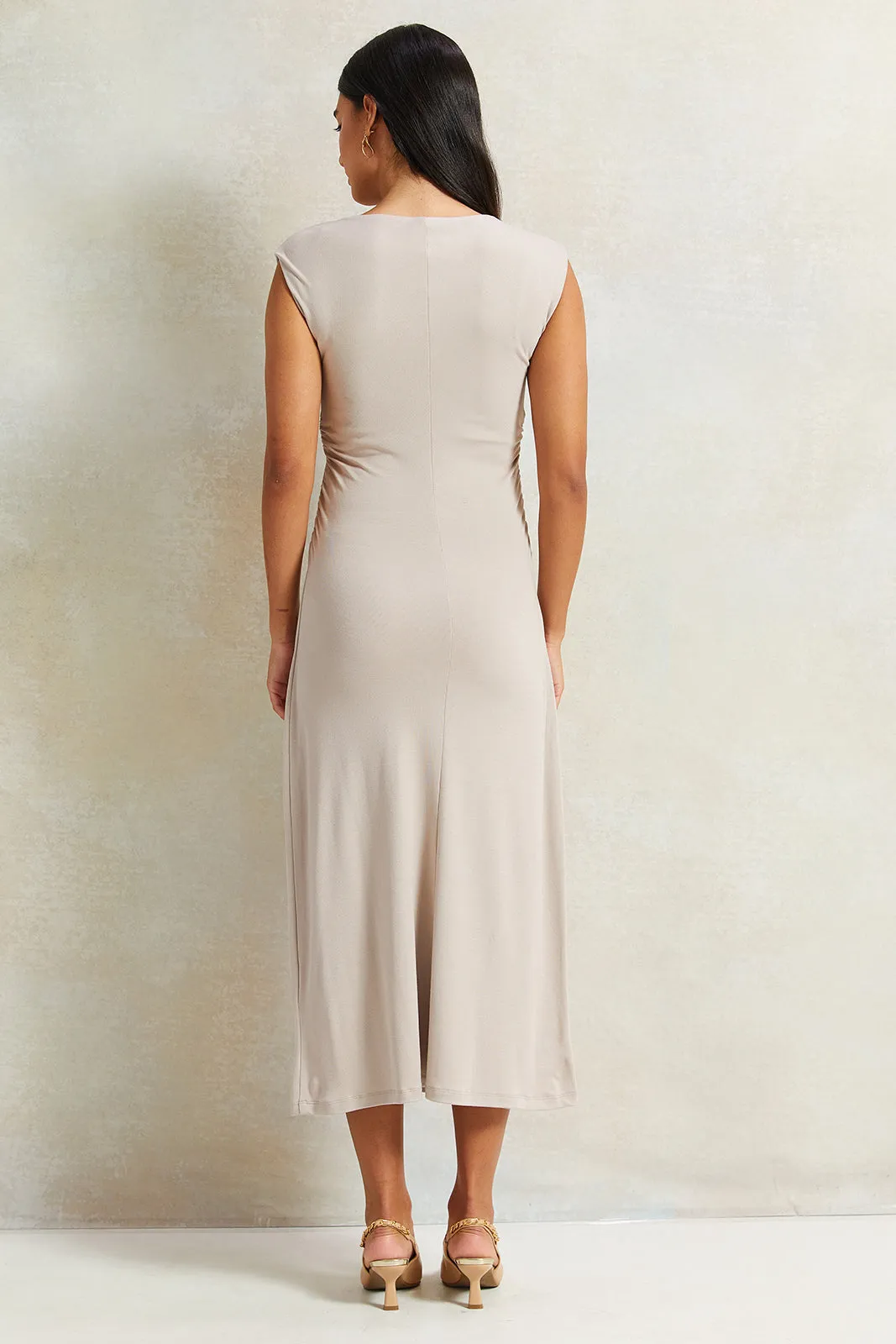 Women Beige Rouched Dress sold by Redtag product image thumbnail 3