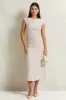 Women Beige Rouched Dress sold by Redtag