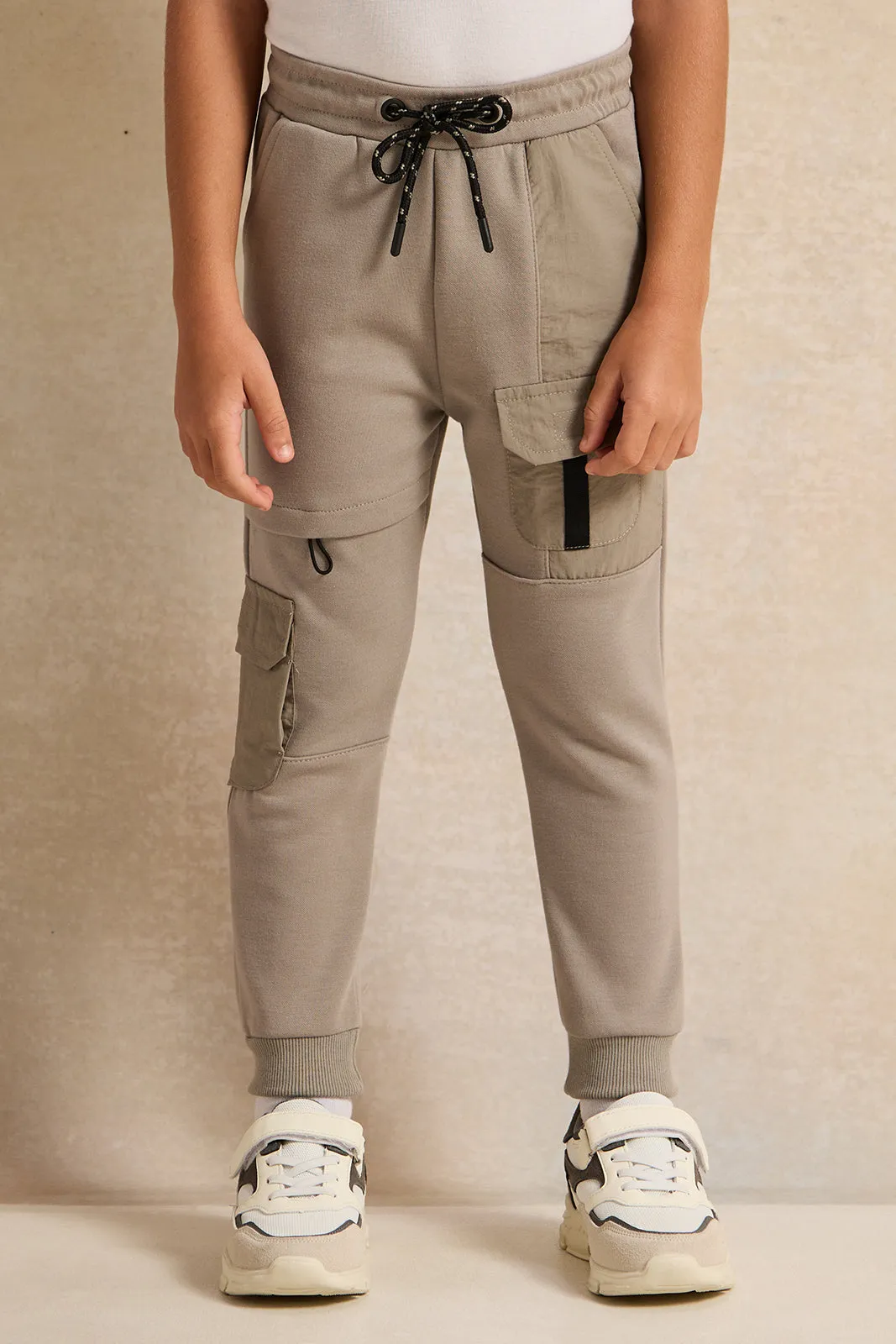 Boys Beige Cargo Track Pants sold by Redtag