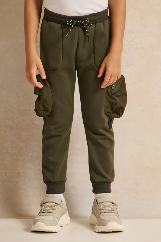 Boys Green Cargo Track Pants sold by Redtag