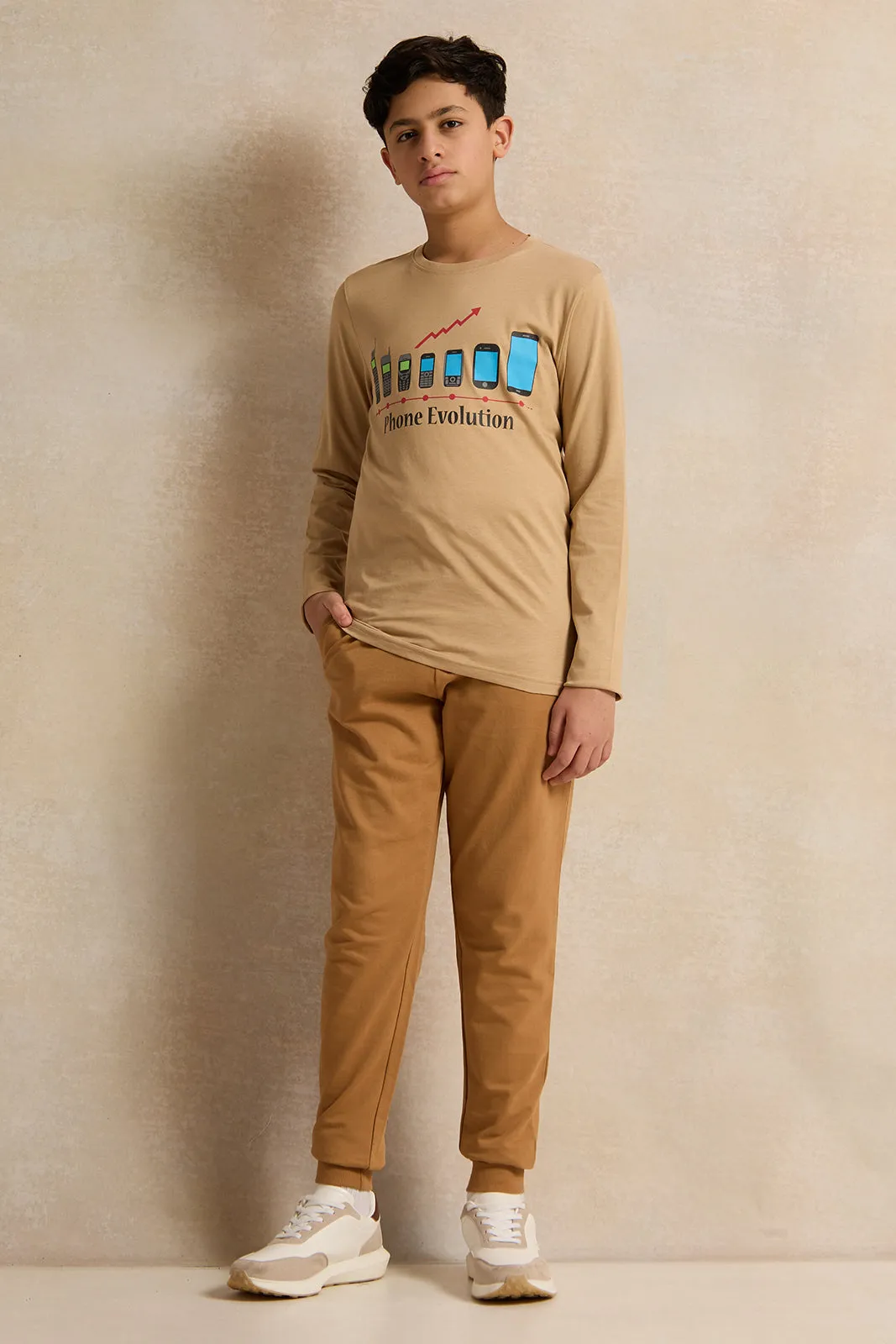 Senior Boys Beige Phone Evolution T-Shirt sold by Redtag product image thumbnail 2