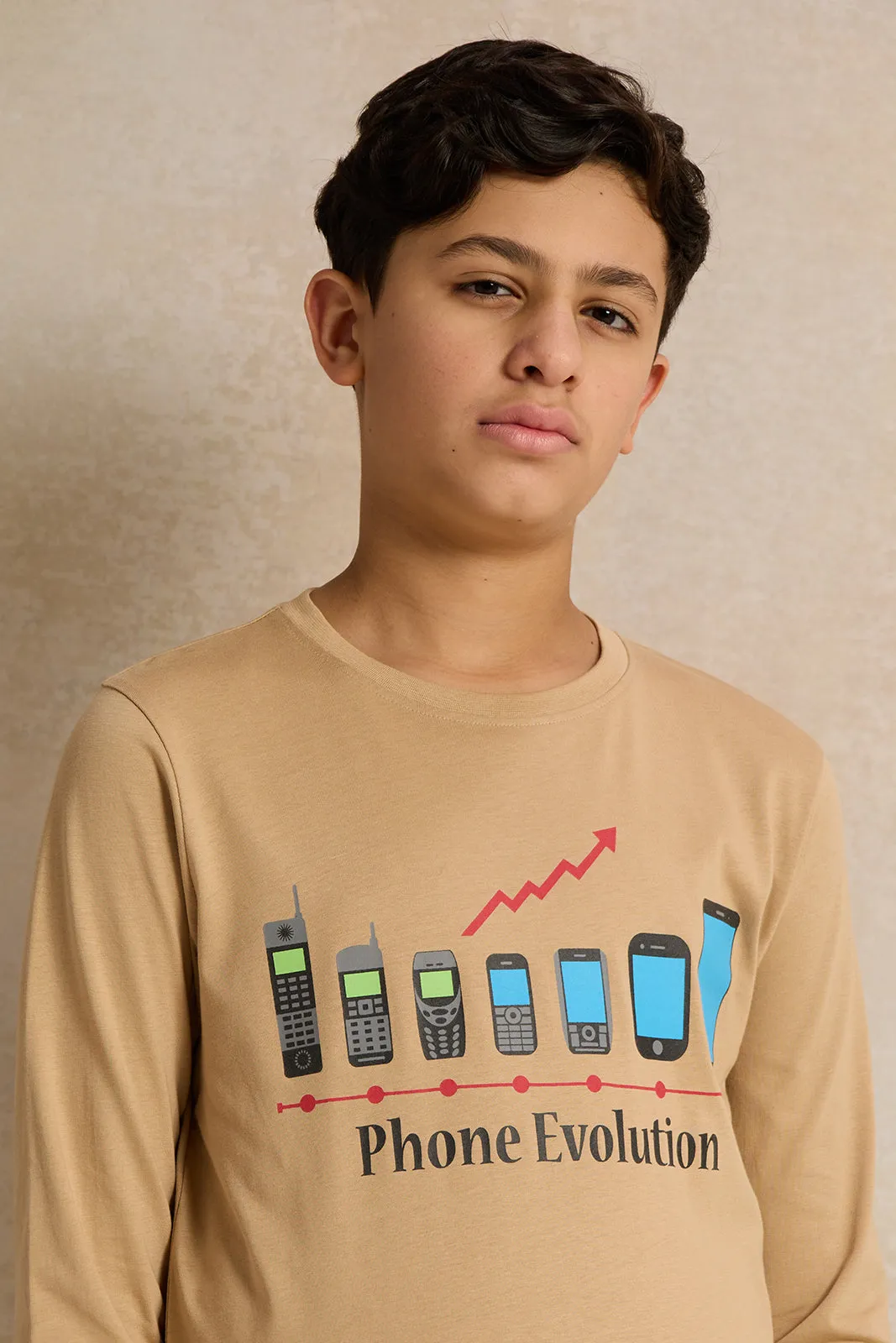 Senior Boys Beige Phone Evolution T-Shirt sold by Redtag product image thumbnail 4