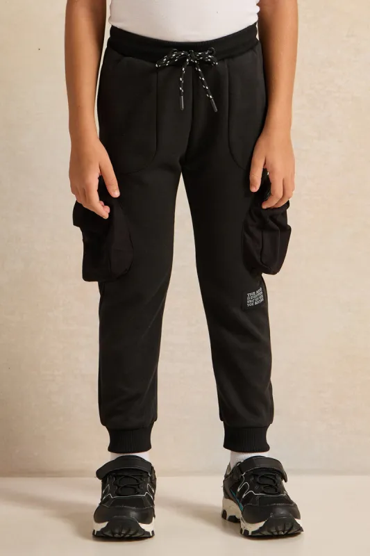 Boys Olive Nylon Cargo Track Pants sold by Redtag