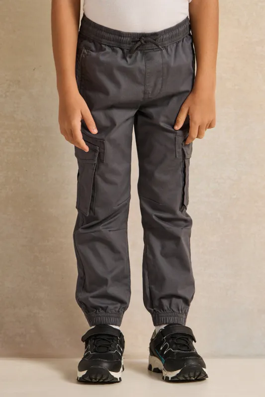 Boys Charcoal Cargo Jogger Pants sold by Redtag