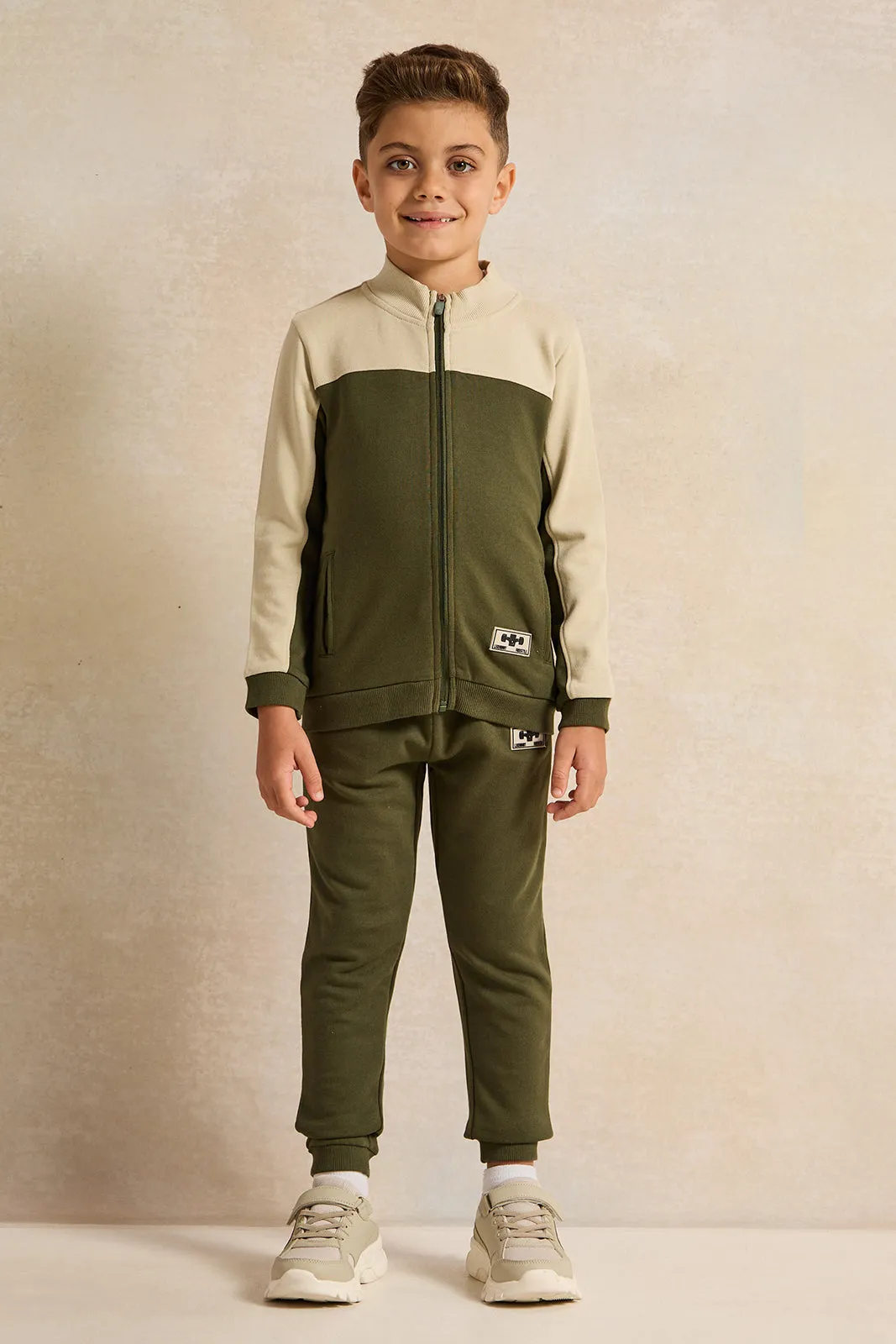 Boys Olive High Neck Jog Set (2 Piece) sold by Redtag