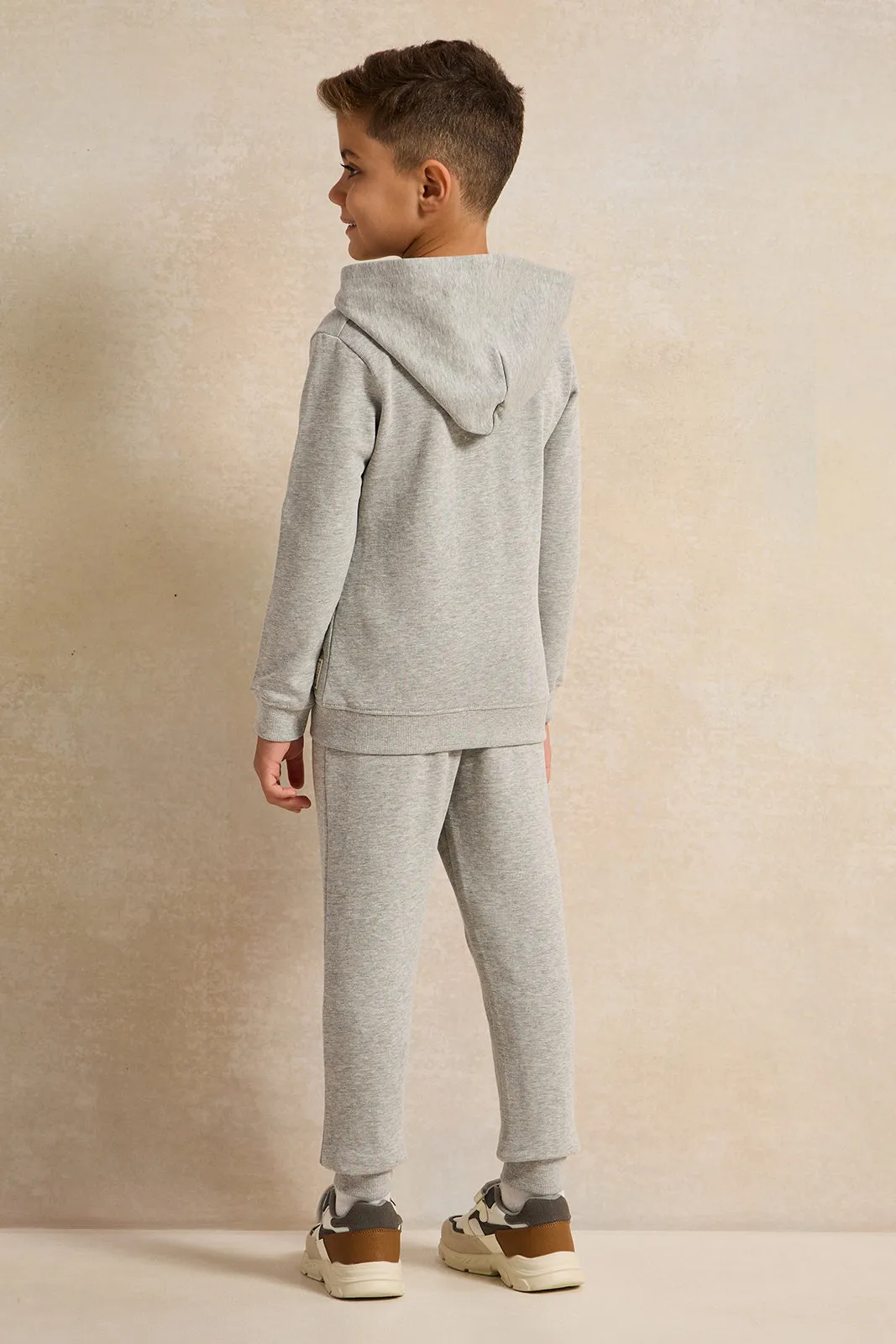 Boys Grey Hooded Zip-Through Jogging Set (2 Piece) sold by Redtag product image thumbnail 4