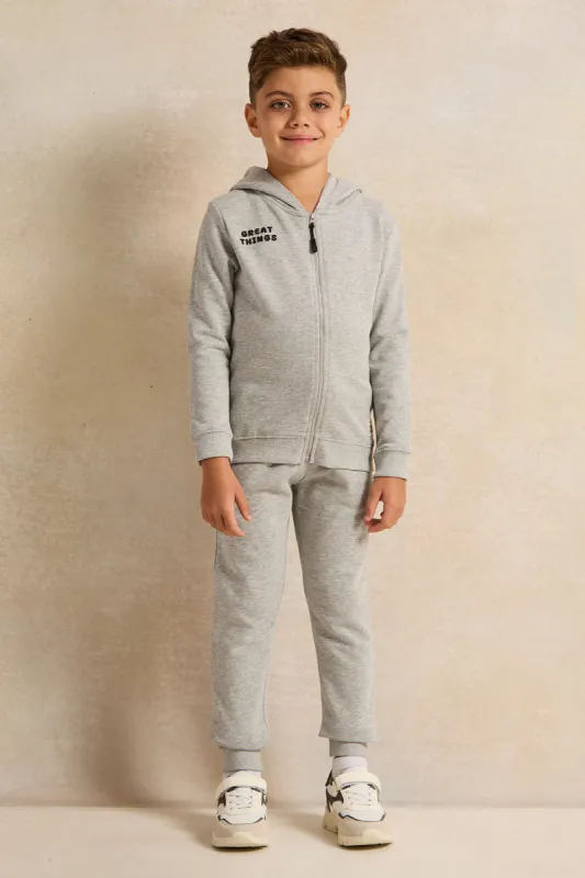 Boys Grey Hooded Zip-Through Jogging Set  (2 Piece) sold by Redtag