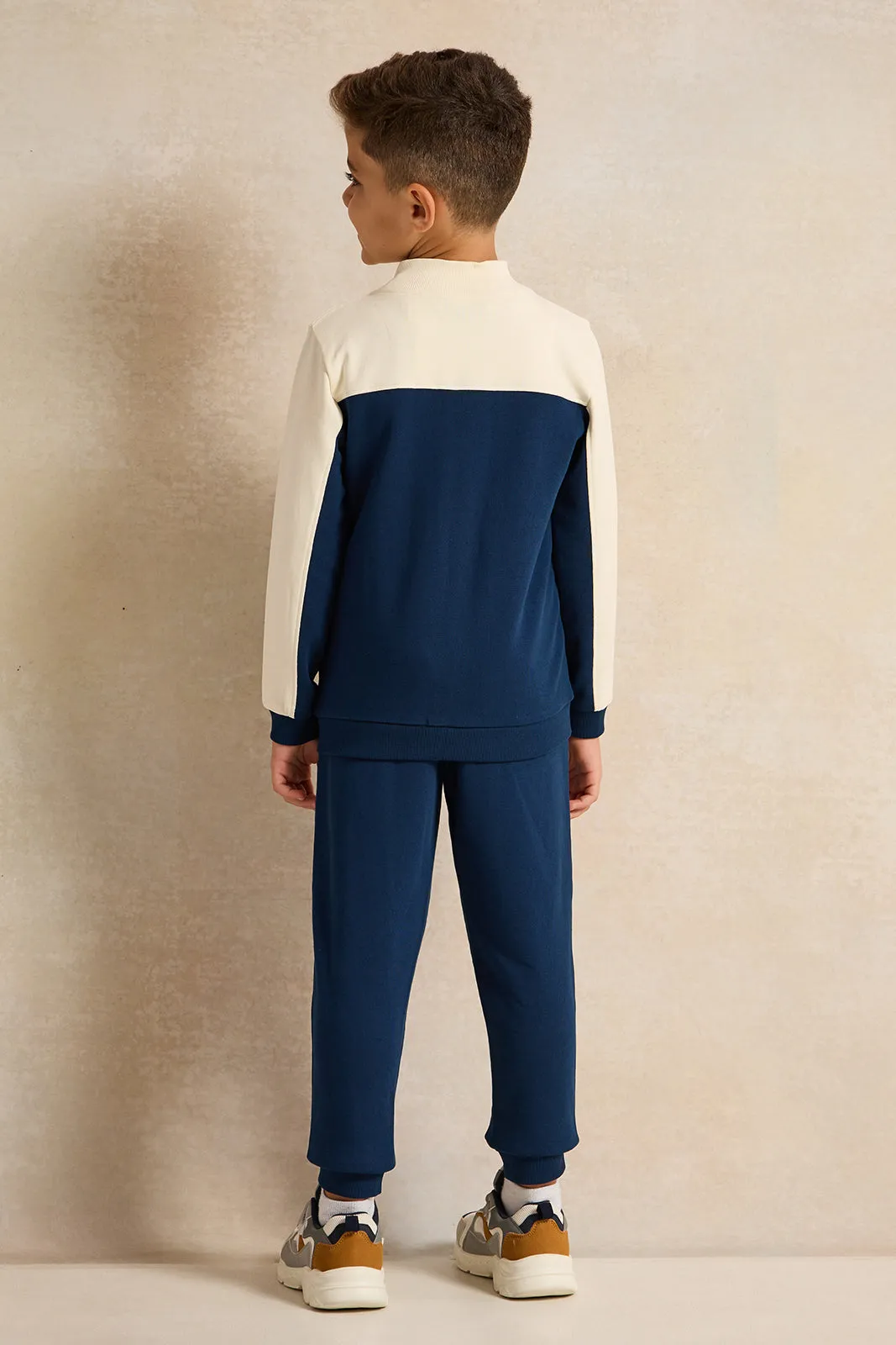 Boys Navy And White High Neck Jog Set (2 Piece) sold by Redtag product image thumbnail 4