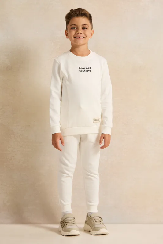 Boys Cream Crew Neck Jogging Set (2 Piece) sold by Redtag