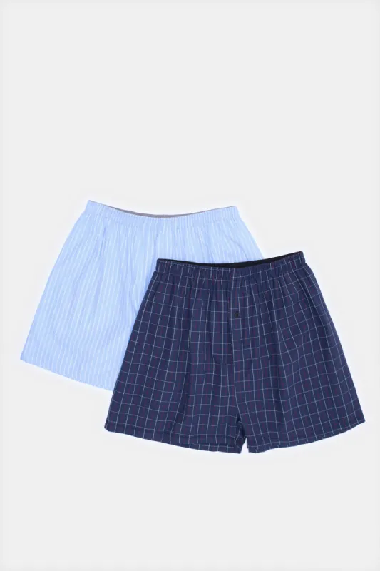 Men  Navy And Blue Woven Boxers Set (Pack of 2) sold by Redtag