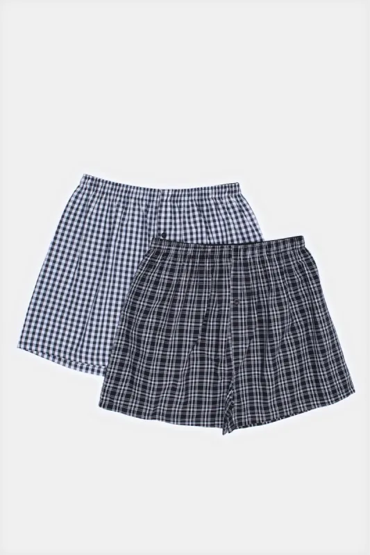 Men Grey Checkered Woven Boxer Set (Pack of 2) sold by Redtag