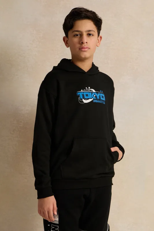 Senior Boys Black Kangaroo Pocket Oversize Sweatshirt sold by Redtag