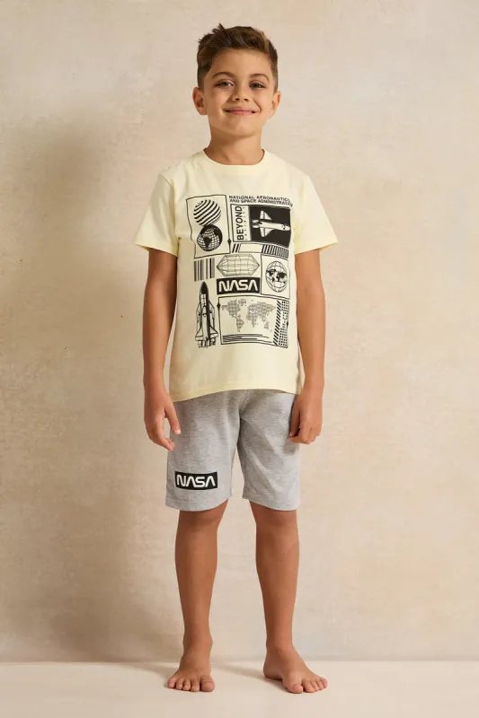 Boys Yellow And Grey Nasa Printed Pyjama Set (2 Piece) sold by Redtag