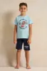 Boys Blue And Navy Printed Pyjama Set (2 Piece) sold by Redtag