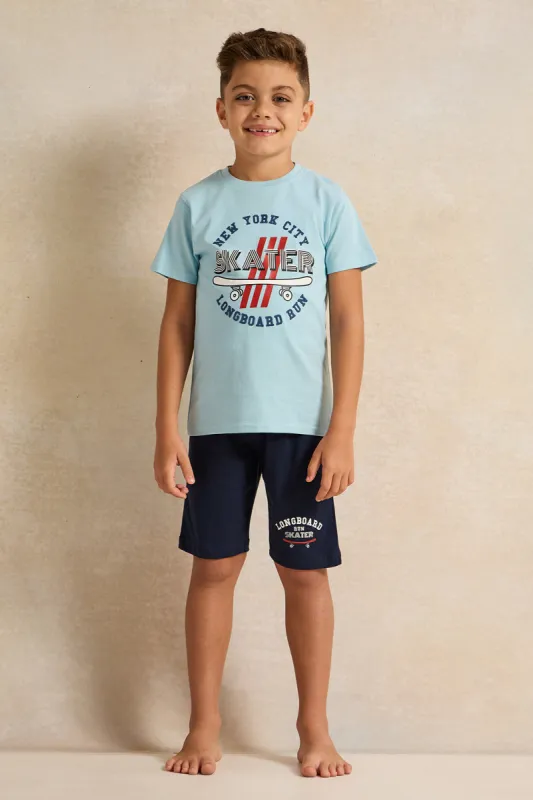 Boys Blue And Navy Printed Pyjama Set (2 Piece) sold by Redtag