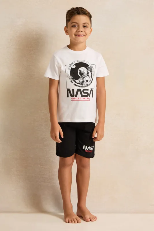 Boys White And Black Nasa Printed Pyjama Set (2 Piece) sold by Redtag
