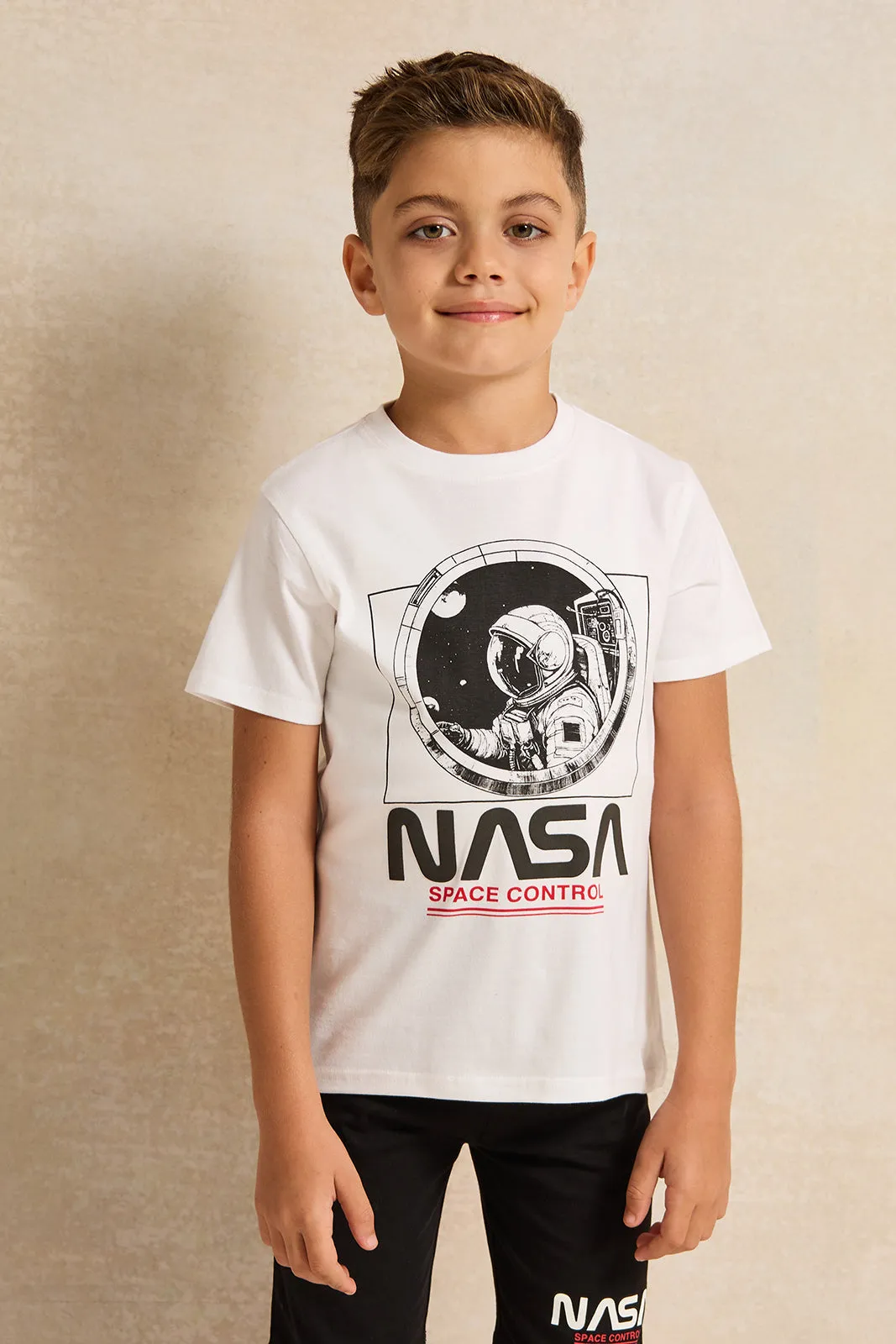 Boys White And Black Nasa Printed Pyjama Set (2 Piece) sold by Redtag product image thumbnail 2