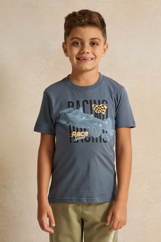 Boys Blue Racing Printed T-Shirt sold by Redtag