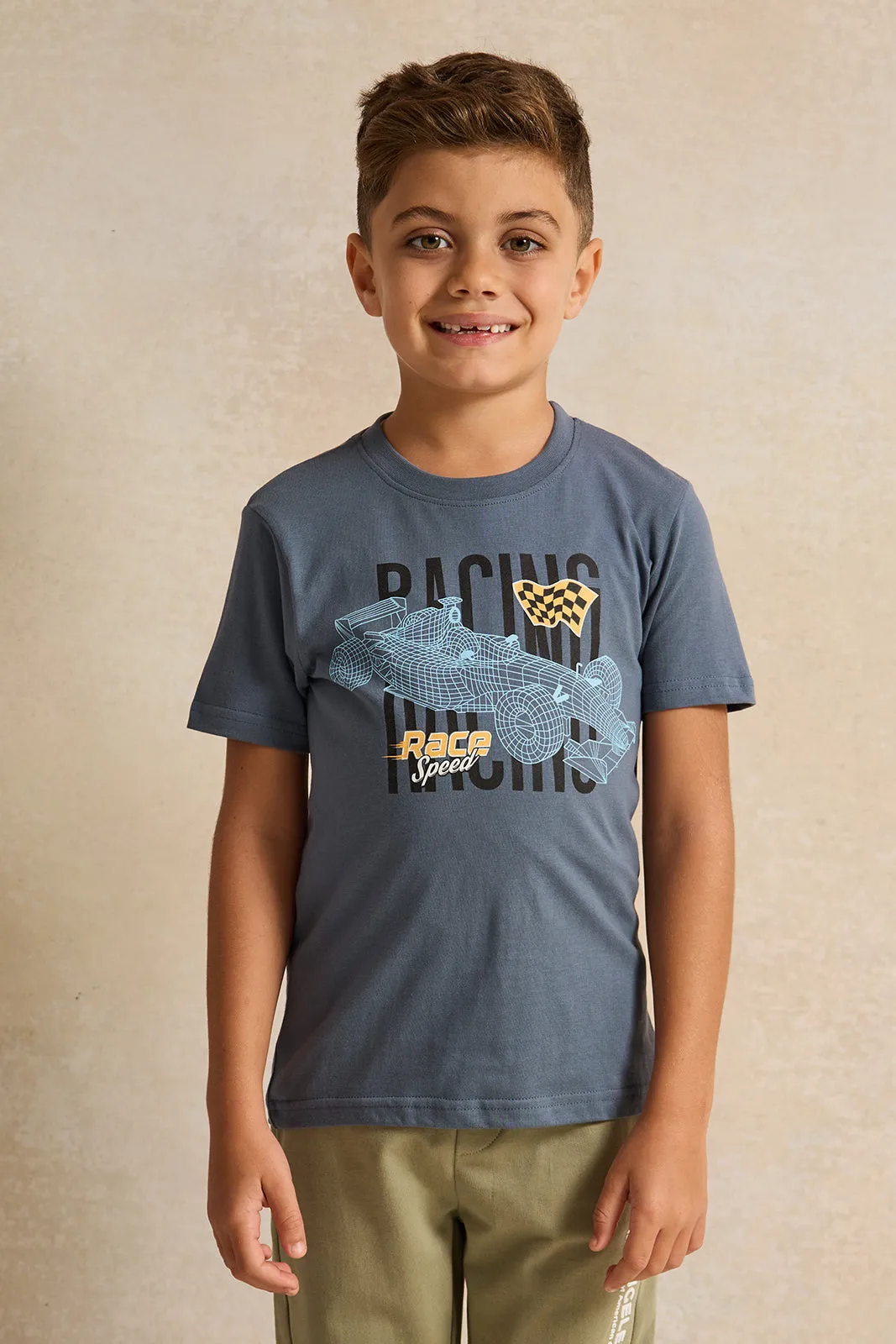 Boys Blue Racing Printed T-Shirt sold by Redtag