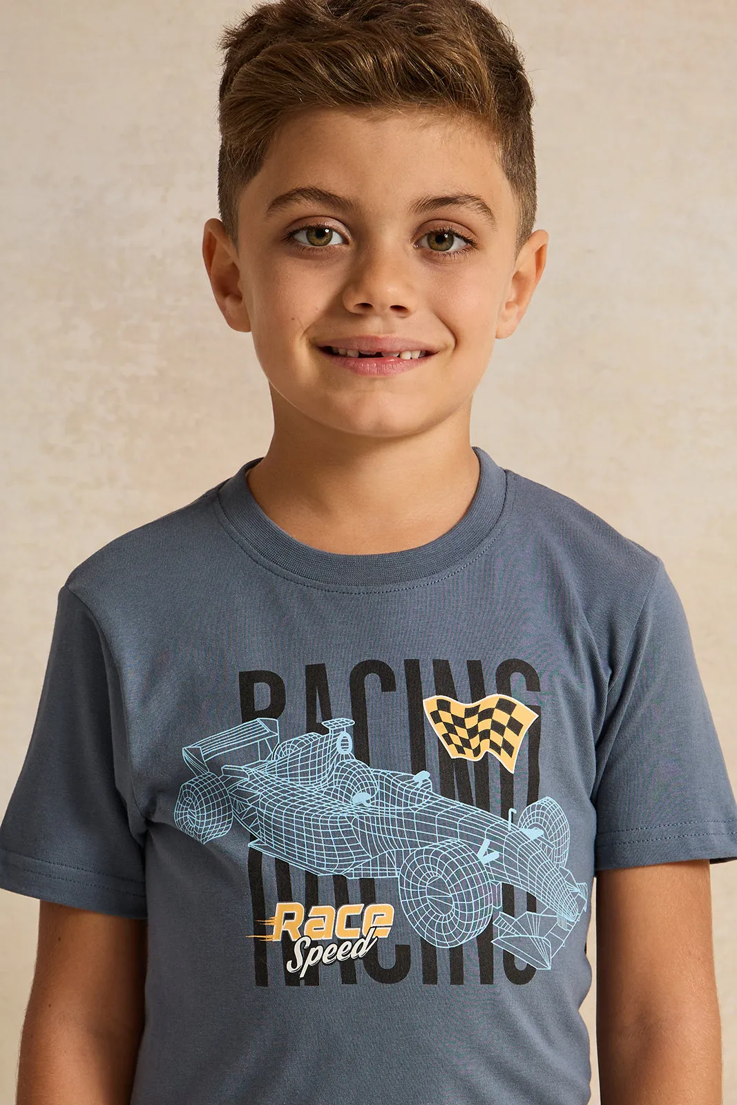 Boys Blue Racing Printed T-Shirt sold by Redtag product image thumbnail 4