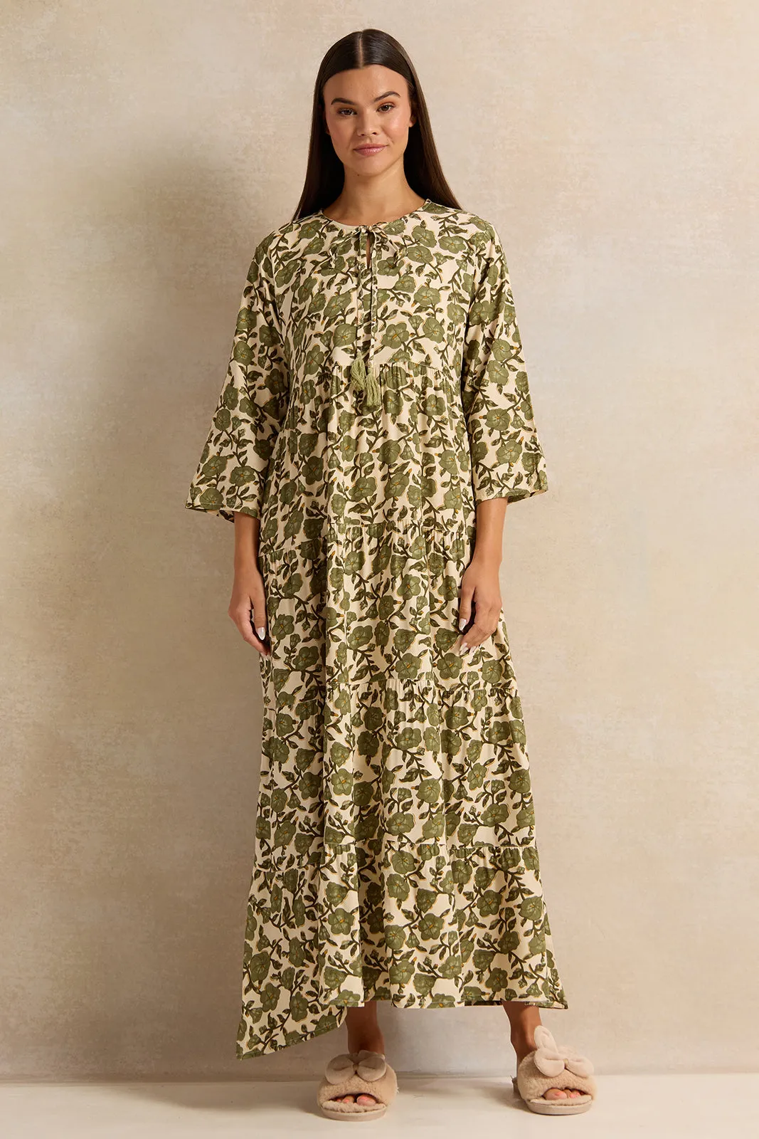 Women Green Bold Printed Nightgown sold by Redtag