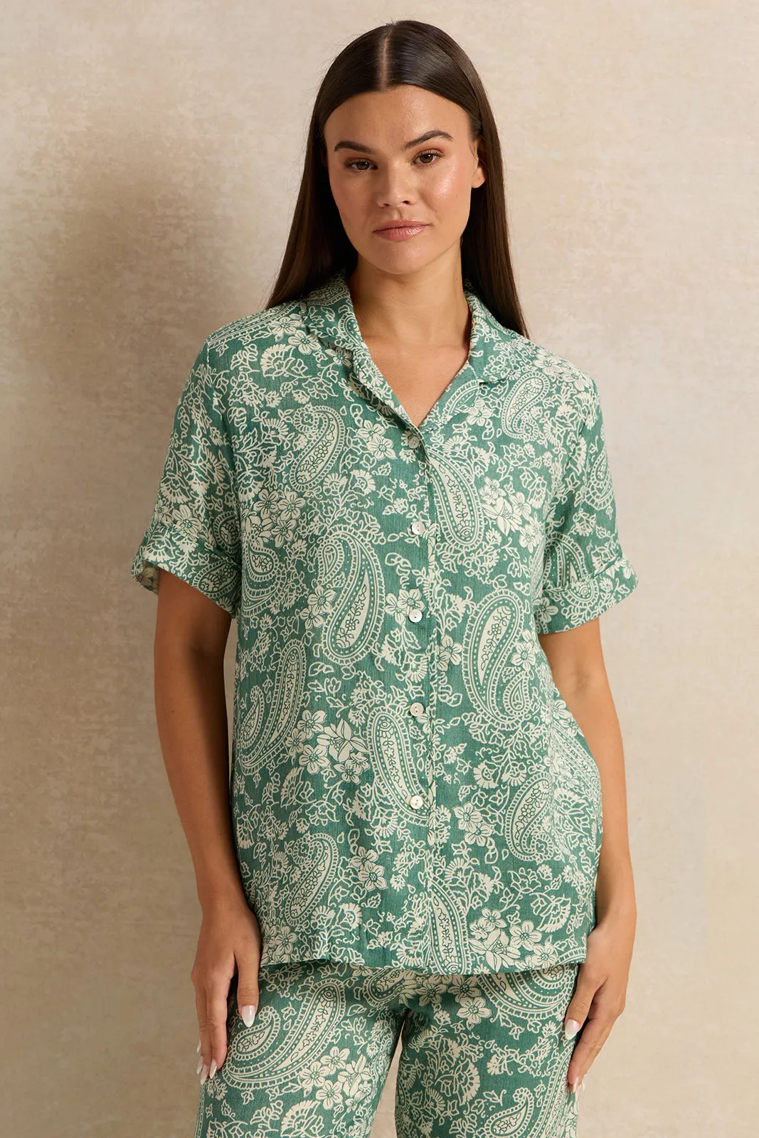 Women Green Printed Short Sleeve Pyjama Set (2 Piece) sold by Redtag product image thumbnail 2