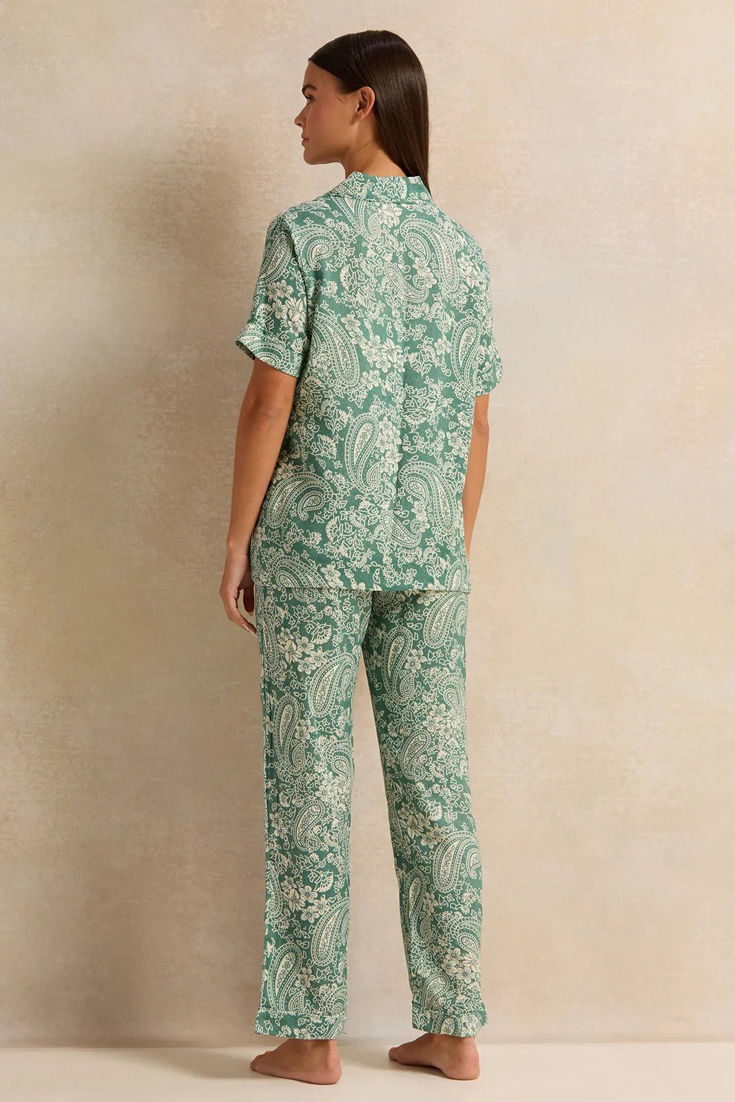 Women Green Printed Short Sleeve Pyjama Set (2 Piece) sold by Redtag product image thumbnail 4