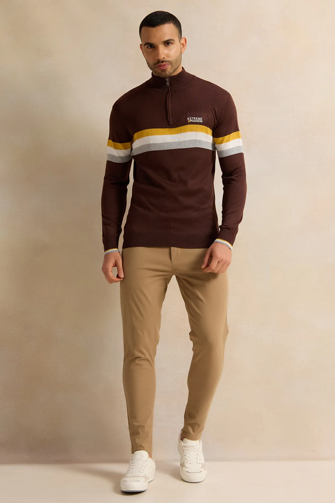 Men Brown Striped Sweater sold by Redtag product image thumbnail 2