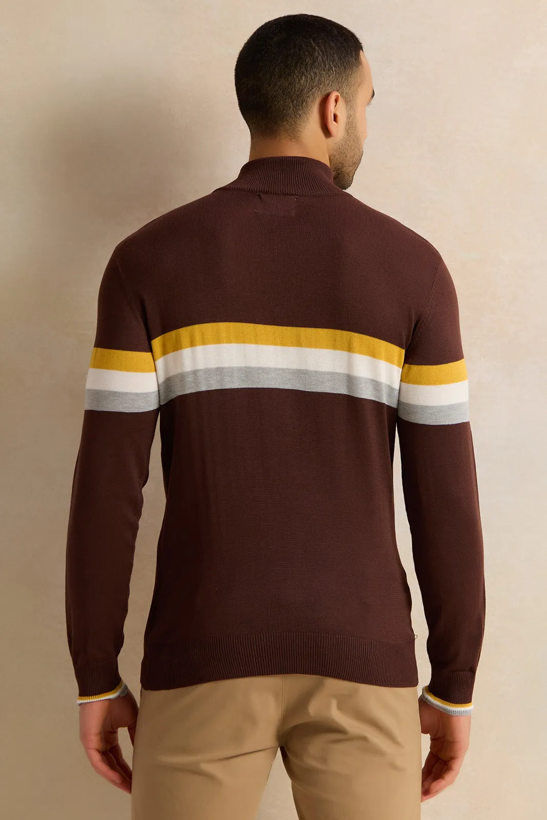 Men Brown Striped Sweater sold by Redtag product image thumbnail 3