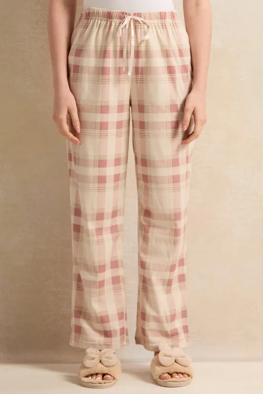 Women Pink Checkered Pyjama Bottom sold by Redtag