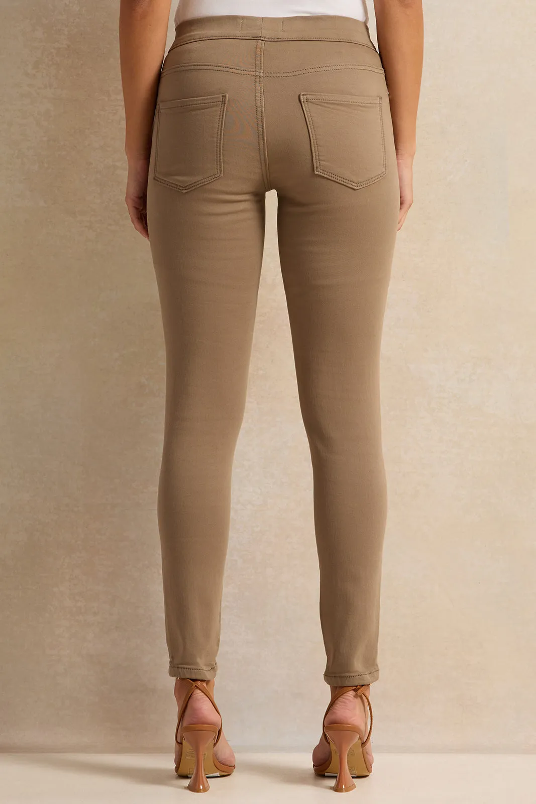 Women Beige Skinny Fit Jeggings sold by Redtag product image thumbnail 3