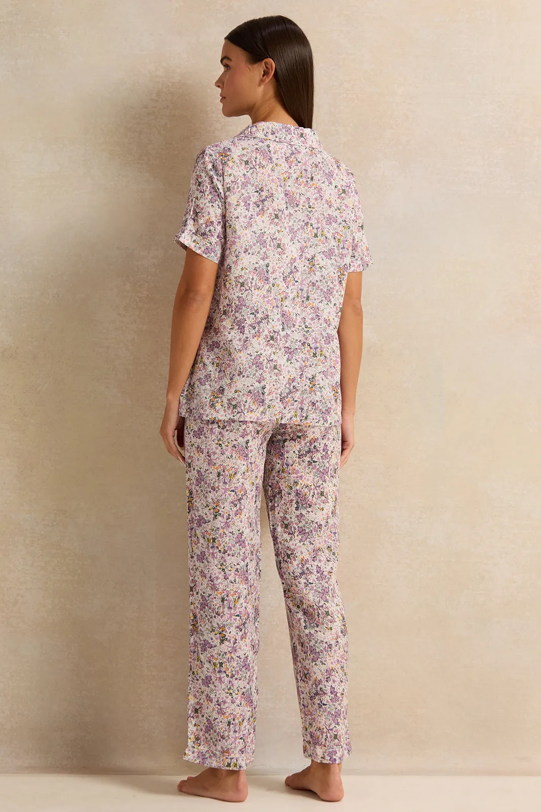 Women Purple Printed Short Sleeve Pyjama Set (2 Piece) sold by Redtag product image thumbnail 4