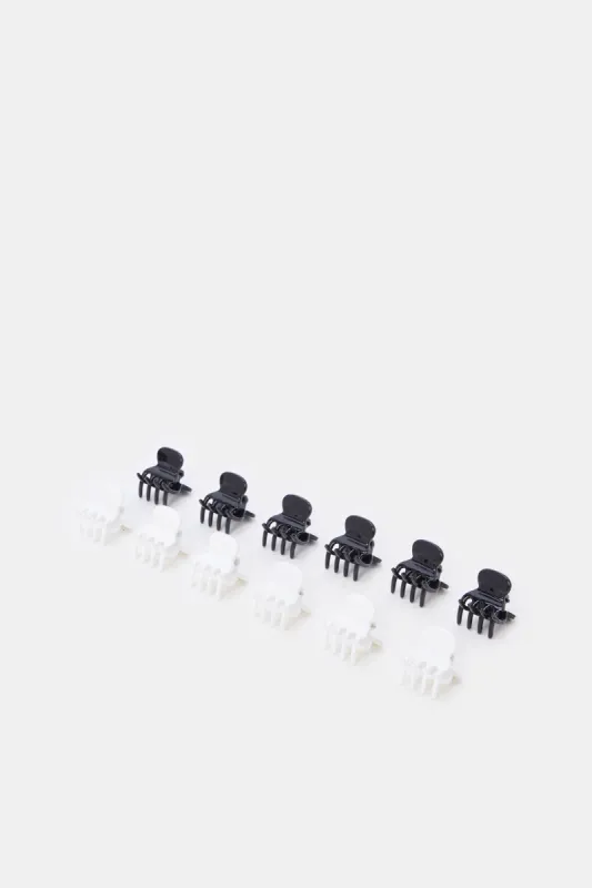 Women Black And White Solid Hair Claw Set (12 Piece) sold by Redtag