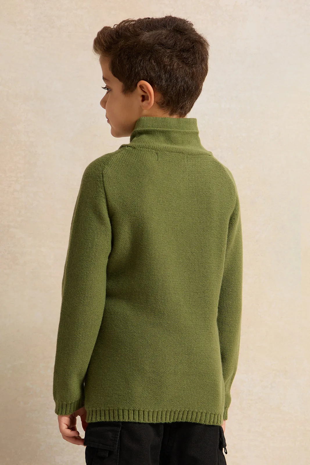 Boys Olive Solid Sweater sold by Redtag product image thumbnail 3